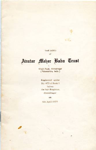 The Deed of Avatar Meher Baba Trust 